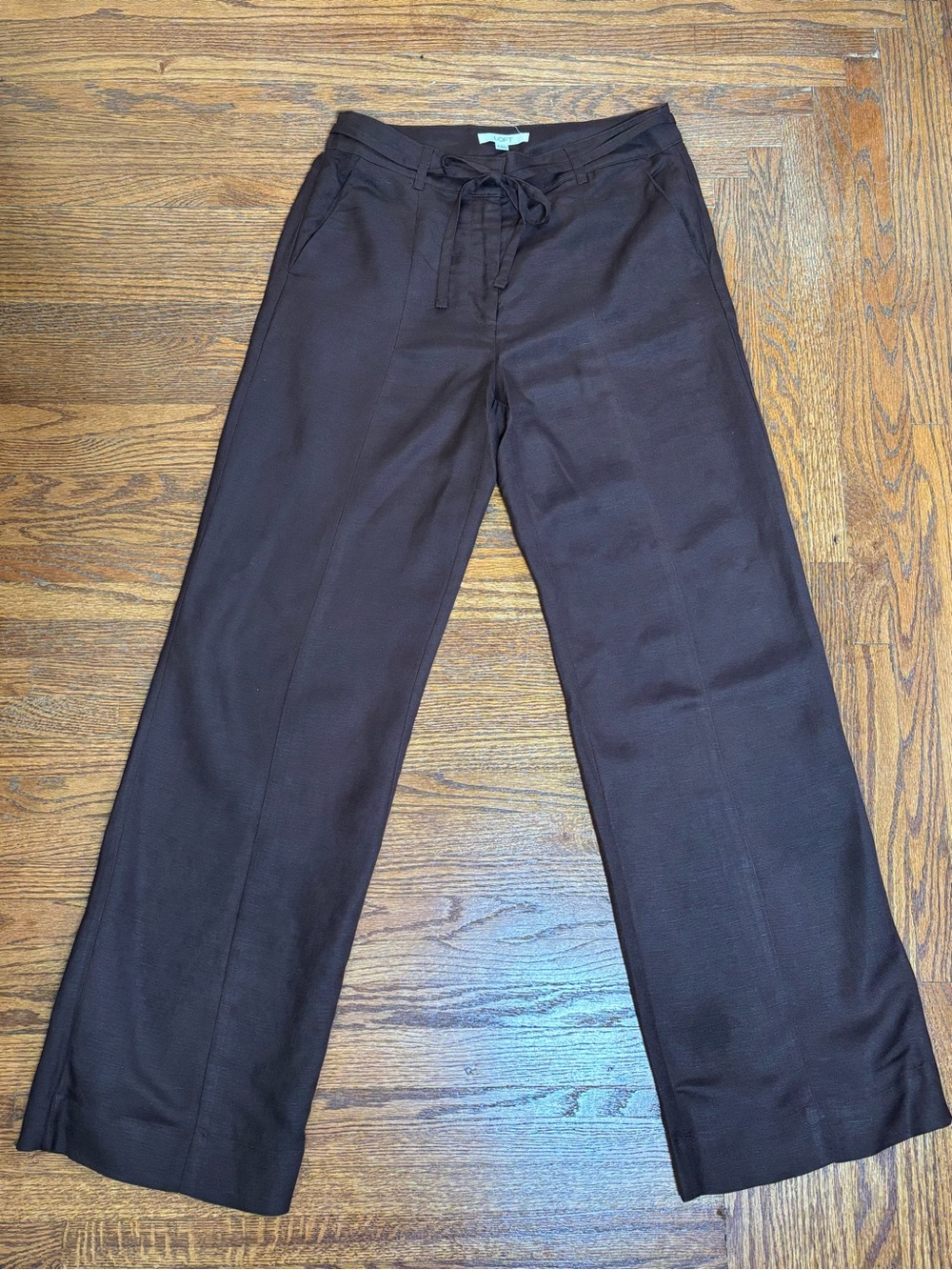 LOFT Dark Brown Wide-Leg Pants - Linen Blend - Size 4